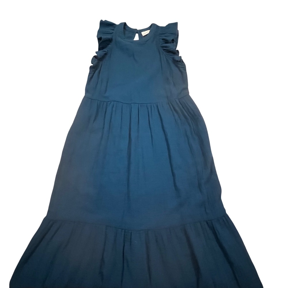 NEW Universal Thread Womens XS Blue Baritone Tiered Ruffle Gauze Midi Dress